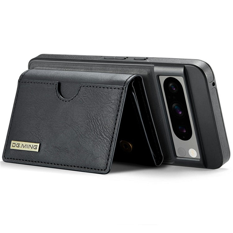 DG.MING M6 Series For Google Pixel 8 Pro Case Magnetic Wallet PU+PC+TPU Phone Cover - Black