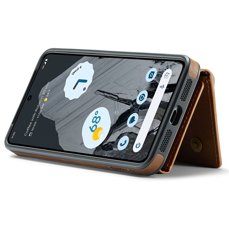 DG.MING M6 Series For Google Pixel 8 Pro Case Magnetic Wallet PU+PC+TPU Phone Cover - Brown