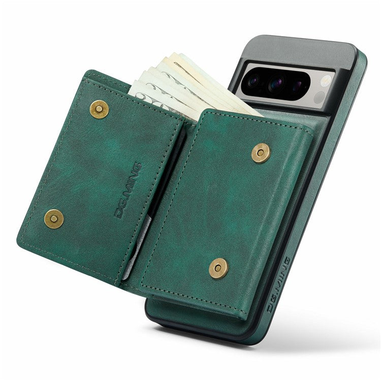 DG.MING M6 Series For Google Pixel 8 Pro Case Magnetic Wallet PU+PC+TPU Phone Cover - Green