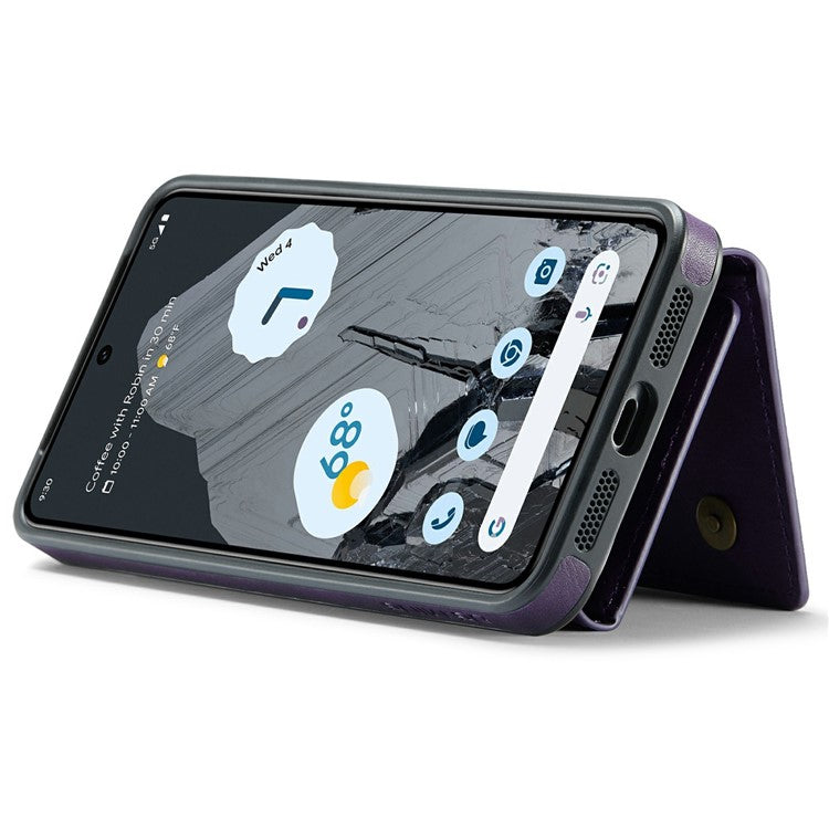 DG.MING M6 Series For Google Pixel 8 Pro Case Magnetic Wallet PU+PC+TPU Phone Cover - Purple