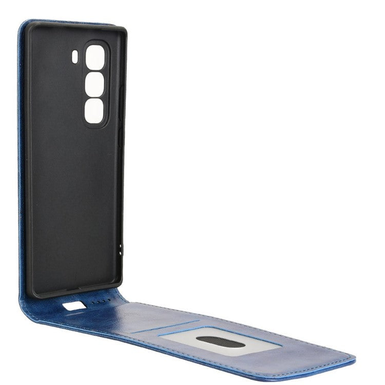 For Infinix Hot 50 Pro+ 4G X6880 Case with Card Slot Magnetic Vertical Flip Leather Phone Cover - Dark Blue