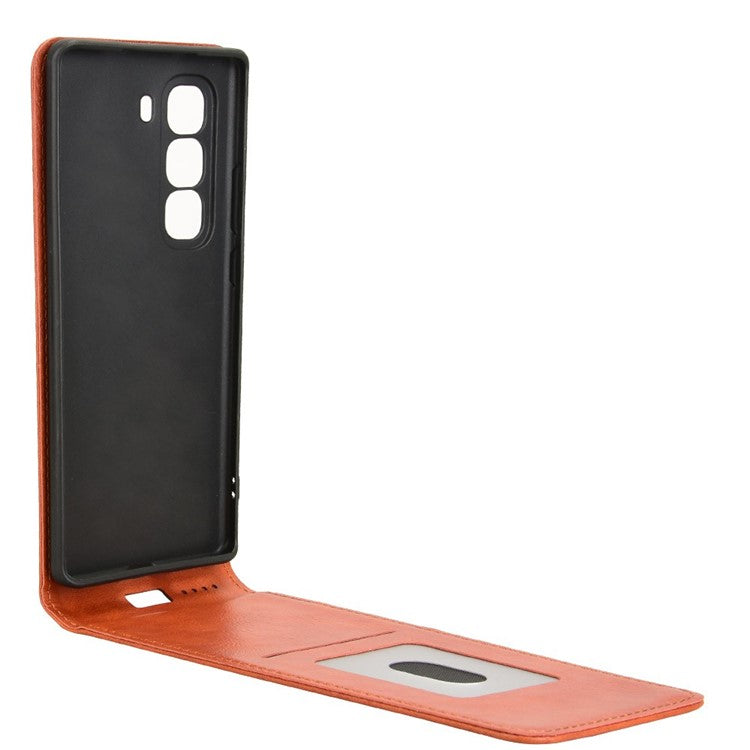 For Infinix Hot 50 Pro+ 4G X6880 Case with Card Slot Magnetic Vertical Flip Leather Phone Cover - Orange