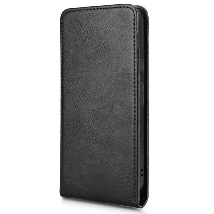 For Google Pixel 9 Pro XL Case with Card Slot Magnetic Vertical Flip Leather Phone Cover - Black
