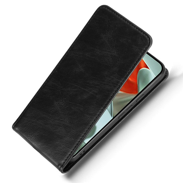 For Google Pixel 9 Pro XL Case with Card Slot Magnetic Vertical Flip Leather Phone Cover - Black