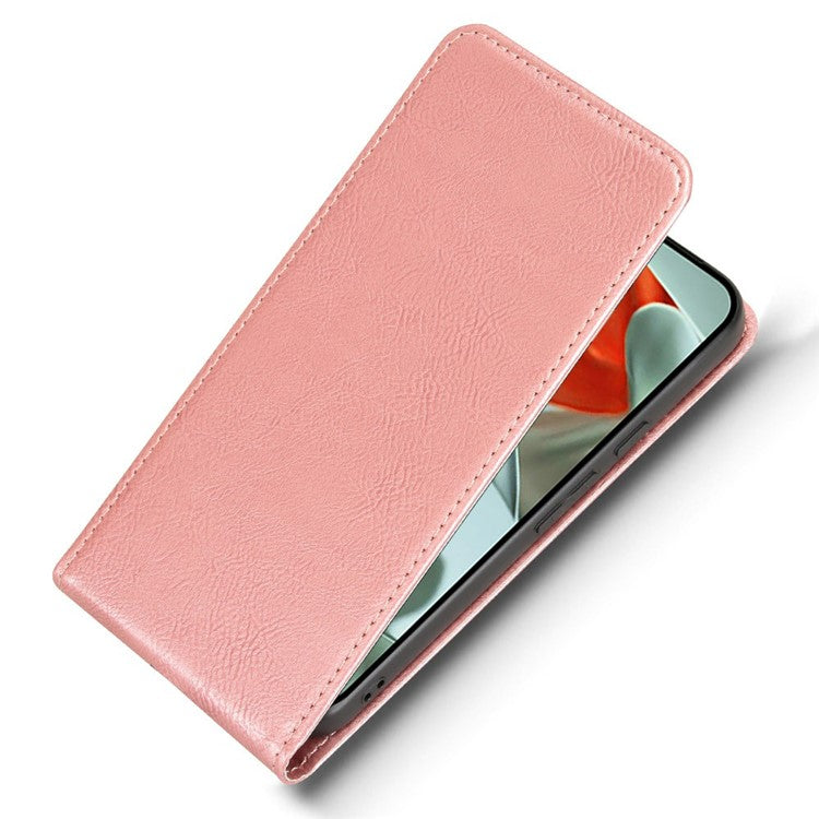For Google Pixel 9 Pro XL Case with Card Slot Magnetic Vertical Flip Leather Phone Cover - Rose Gold