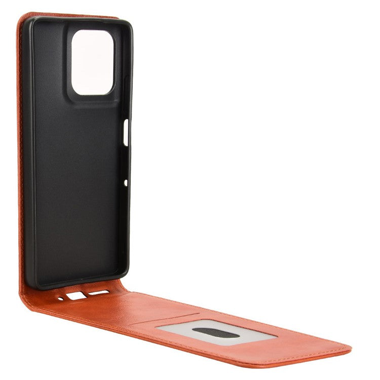 For Motorola Moto G75 5G Case with Card Slot Magnetic Vertical Flip Leather Phone Cover - Orange