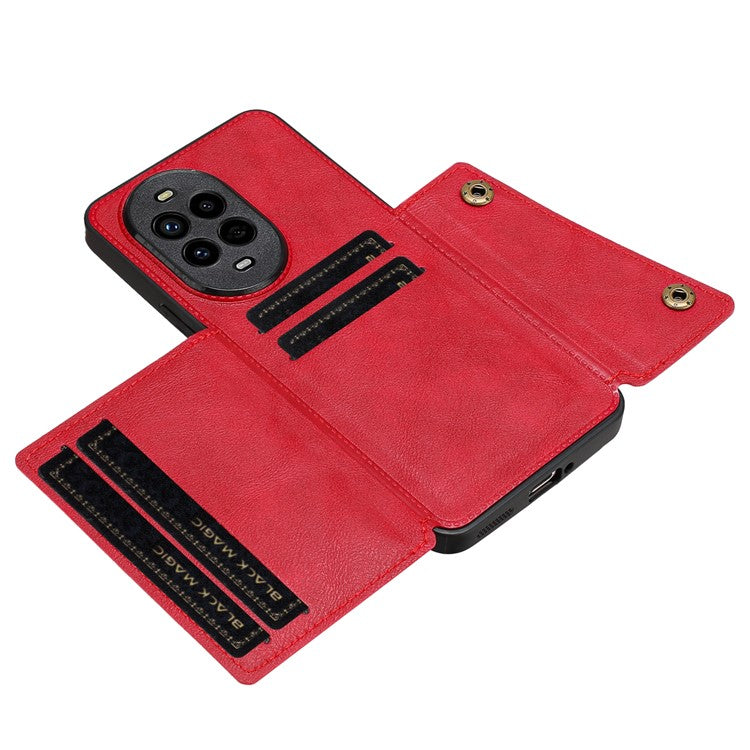 For Huawei nova 13 Pro 5G Case with Card Slots Kickstand Leather + TPU Phone Cover - Red