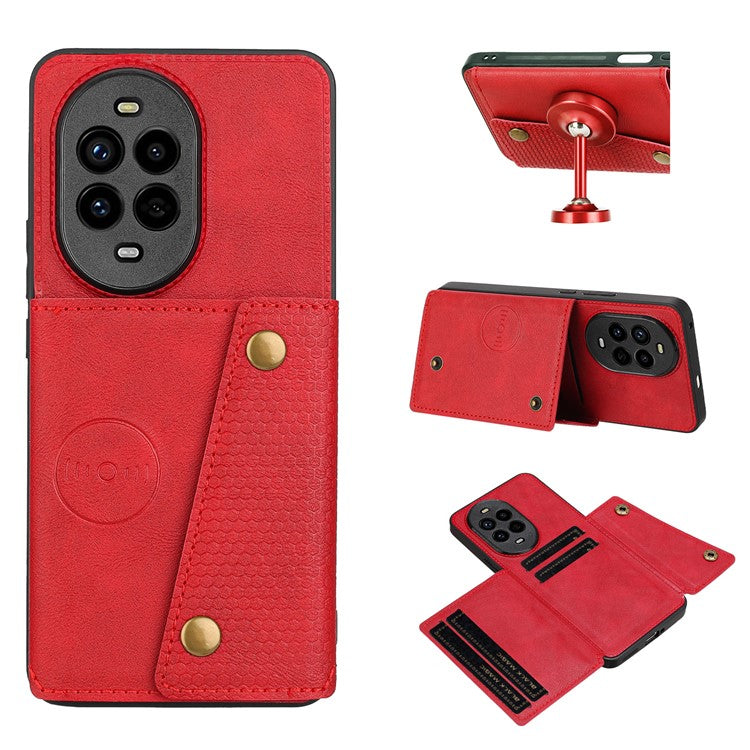 For Huawei nova 13 Pro 5G Case with Card Slots Kickstand Leather + TPU Phone Cover - Red