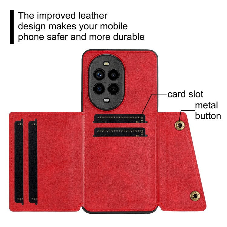 For Huawei nova 13 Pro 5G Case with Card Slots Kickstand Leather + TPU Phone Cover - Red