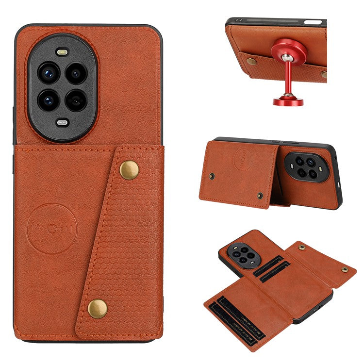 For Huawei nova 13 Pro 5G Case with Card Slots Kickstand Leather + TPU Phone Cover - Brown