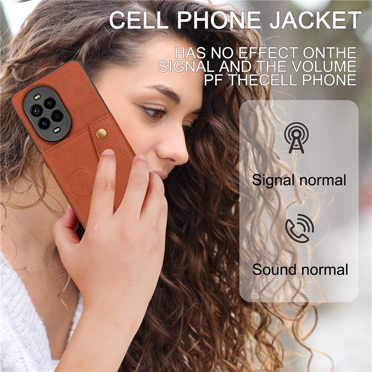 For Huawei nova 13 Pro 5G Case with Card Slots Kickstand Leather + TPU Phone Cover - Brown