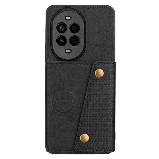 For Huawei nova 13 Pro 5G Case with Card Slots Kickstand Leather + TPU Phone Cover - Black