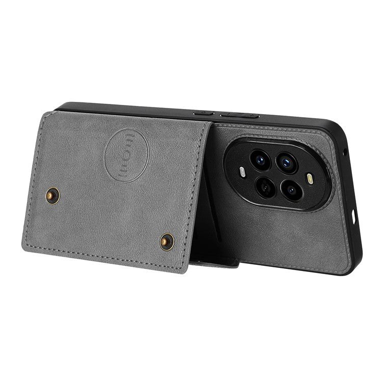 For Huawei nova 13 Pro 5G Case with Card Slots Kickstand Leather + TPU Phone Cover - Grey