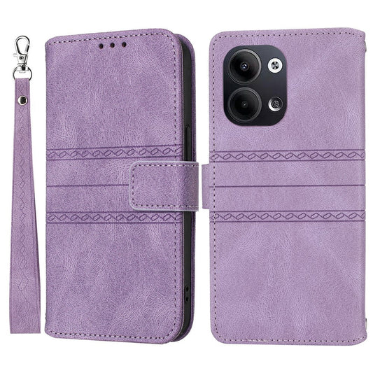 For Oppo Reno13 5G (Global) Case Wallet Skin-Touch Leather Imprinted Phone Cover - Purple
