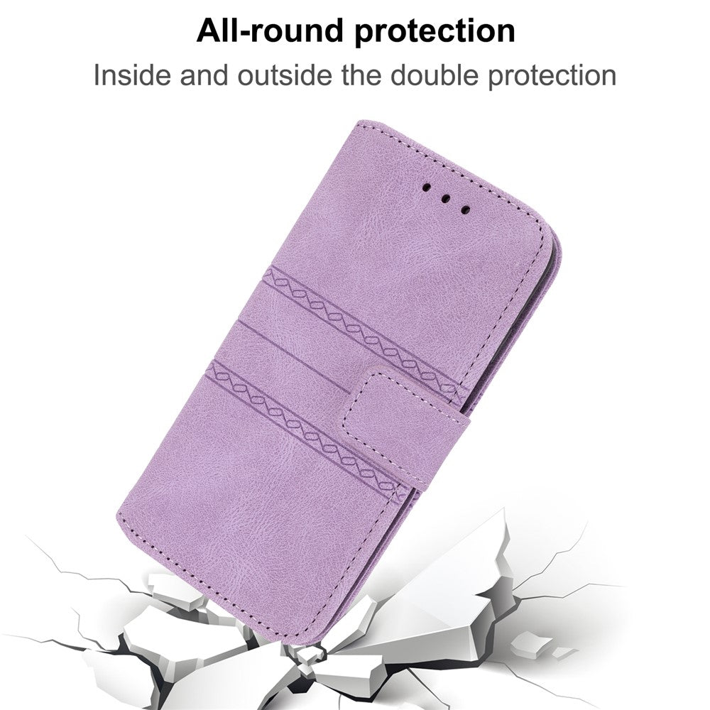 For Oppo Reno13 5G (Global) Case Wallet Skin-Touch Leather Imprinted Phone Cover - Purple