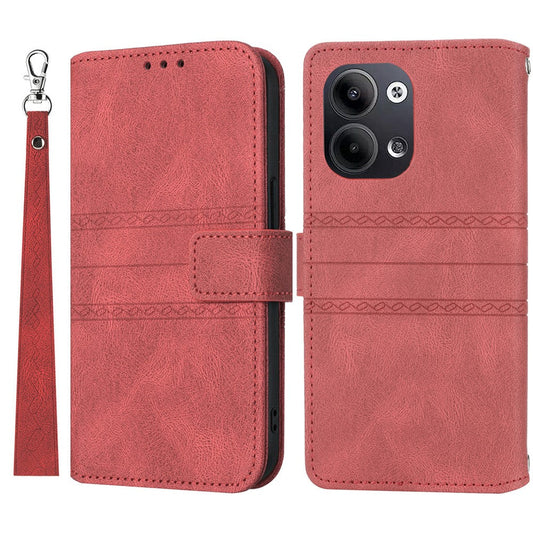 For Oppo Reno13 Pro 5G Case Wallet Skin-Touch Leather Imprinted Phone Cover - Red