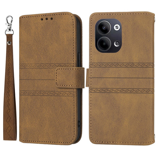 For Oppo Reno13 Pro 5G Case Wallet Skin-Touch Leather Imprinted Phone Cover - Brown