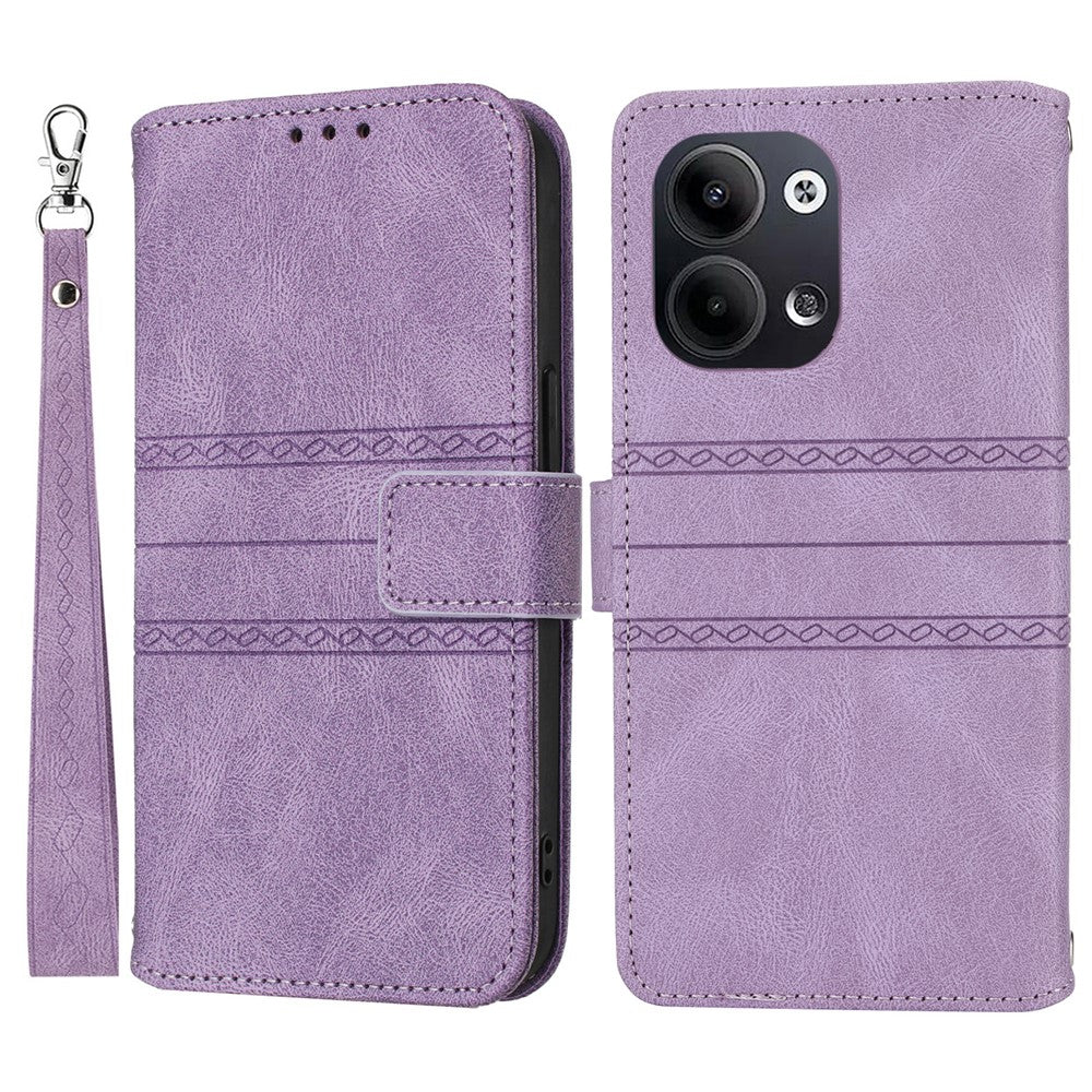 For Oppo Reno13 Pro 5G Case Wallet Skin-Touch Leather Imprinted Phone Cover - Purple