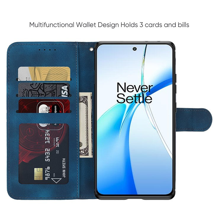 For OnePlus Ace 3V 5G Stand Case Line Pattern Leather Phone Cover - Blue