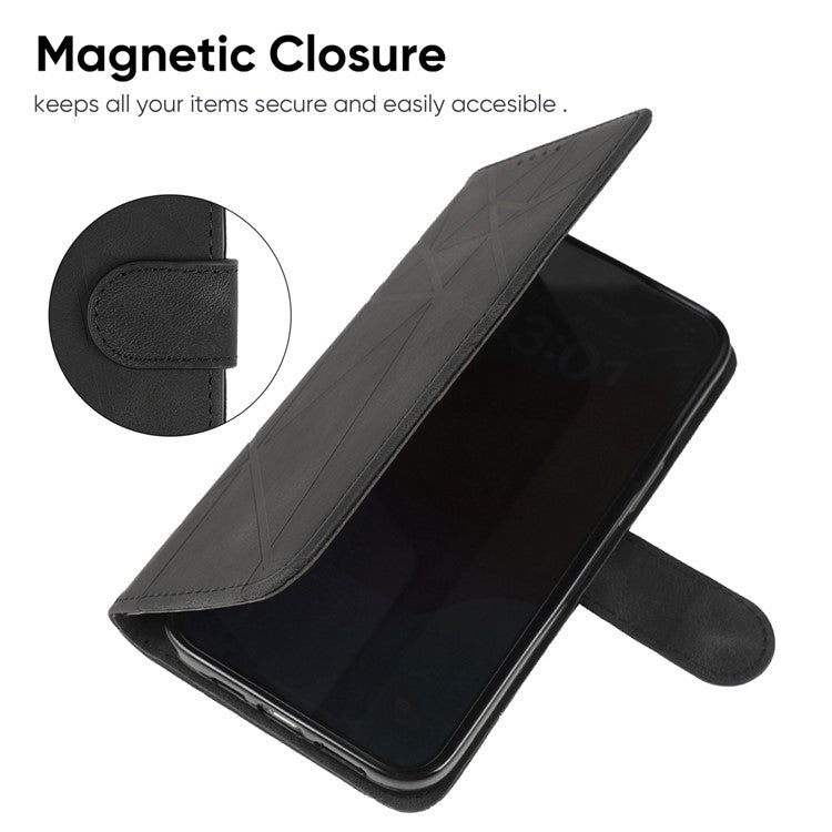 For OnePlus Ace 3V 5G Stand Case Line Pattern Leather Phone Cover - Black