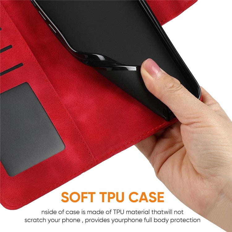 For OnePlus Ace 3V 5G Stand Case Line Pattern Leather Phone Cover - Red