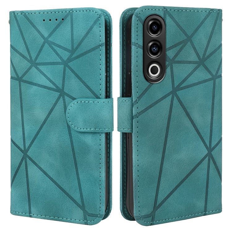 For OnePlus Ace 3V 5G Stand Case Line Pattern Leather Phone Cover - Green
