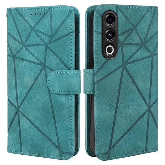 For OnePlus Ace 3V 5G Stand Case Line Pattern Leather Phone Cover - Green