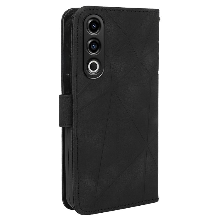 For OnePlus Nord CE4 5G / Oppo K12x 5G (China) Stand Case Line Pattern Leather Phone Cover - Black