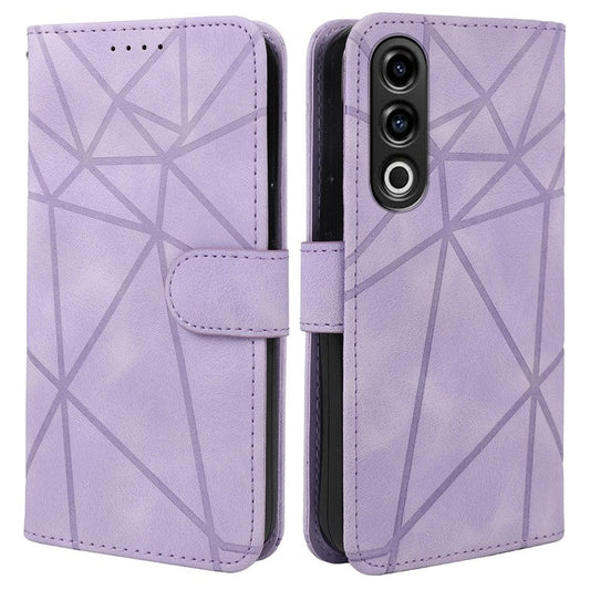 For OnePlus Nord CE4 5G / Oppo K12x 5G (China) Stand Case Line Pattern Leather Phone Cover - Purple