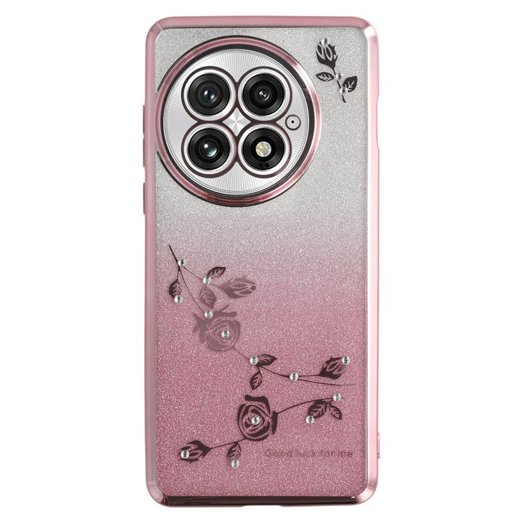KADEM For OnePlus 13 Case Flower TPU Flexible Gradient Phone Cover - Rose Gold