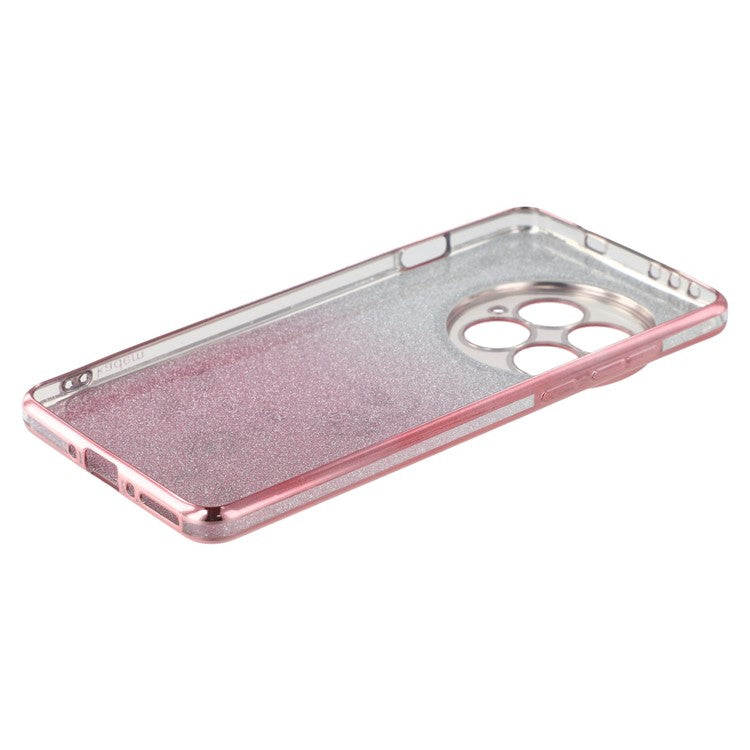 KADEM For OnePlus 13 Case Ring Kickstand TPU Flowers Phone Cover Gradient Glitter - Rose Gold