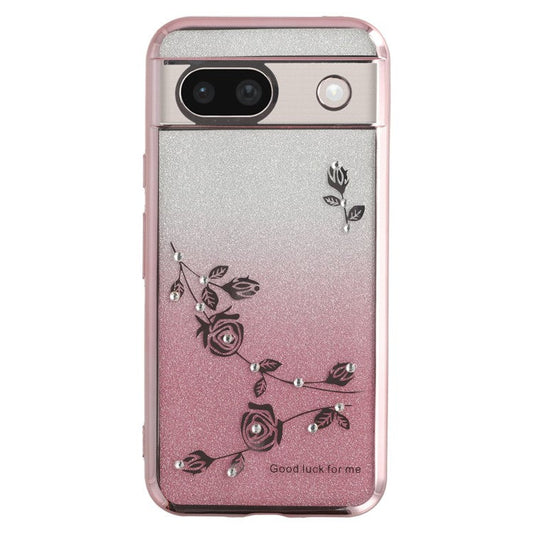 KADEM For Google Pixel 8a Case Flower TPU Flexible Gradient Phone Cover - Rose Gold