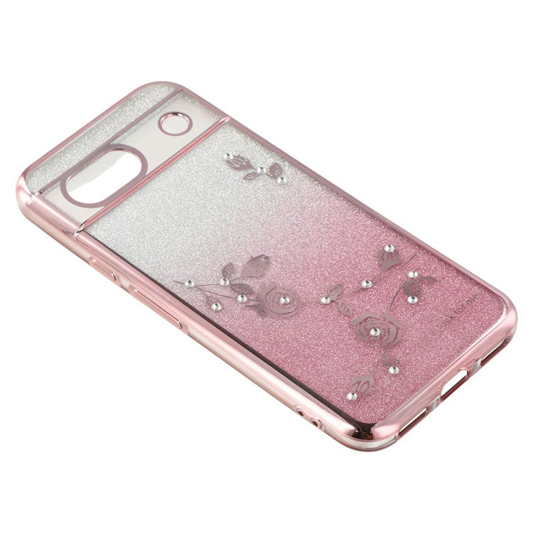 KADEM For Google Pixel 8a Case Flower TPU Flexible Gradient Phone Cover - Rose Gold