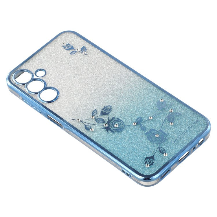 KADEM For Samsung Galaxy A56 5G Case Flower Pattern TPU Gradient Phone Cover with Lanyards - Blue