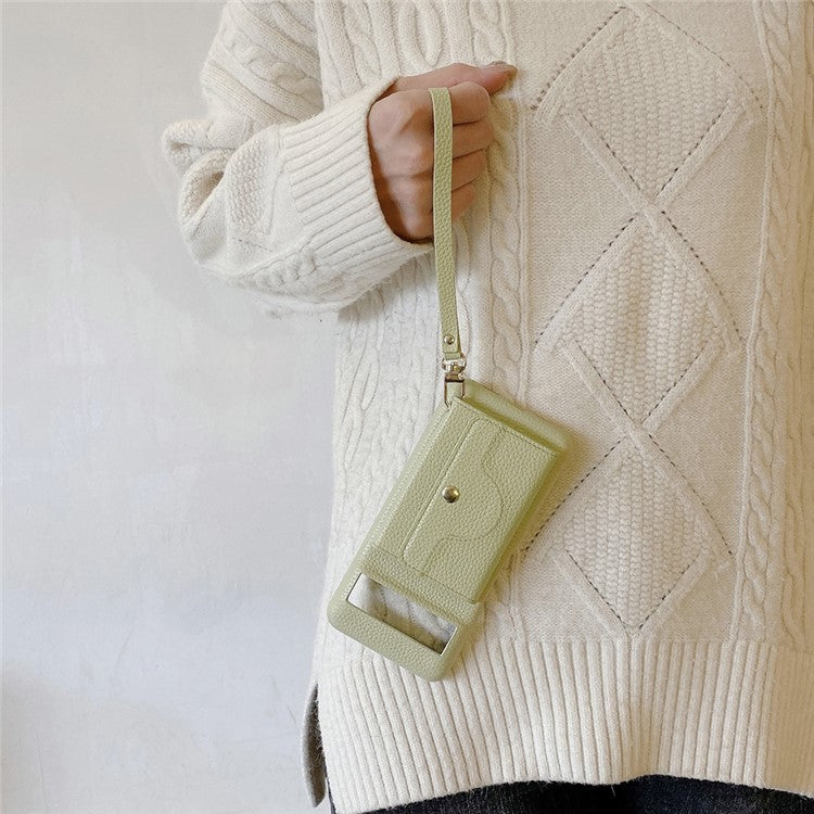 For Google Pixel 8 Case Mirror Design PU Leather Back Cover with Card Slots, Wrist Strap - Green