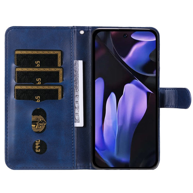 For Google Pixel 9a Case Zipper Wallet Calf Texture PU Leather Phone Cover - Blue