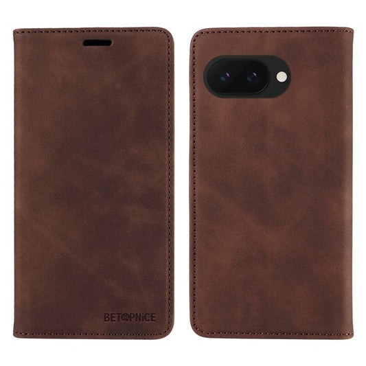 BETOPNICE 003 For Google Pixel 9a Wallet Case Leather Phone Cover with Stand - Brown