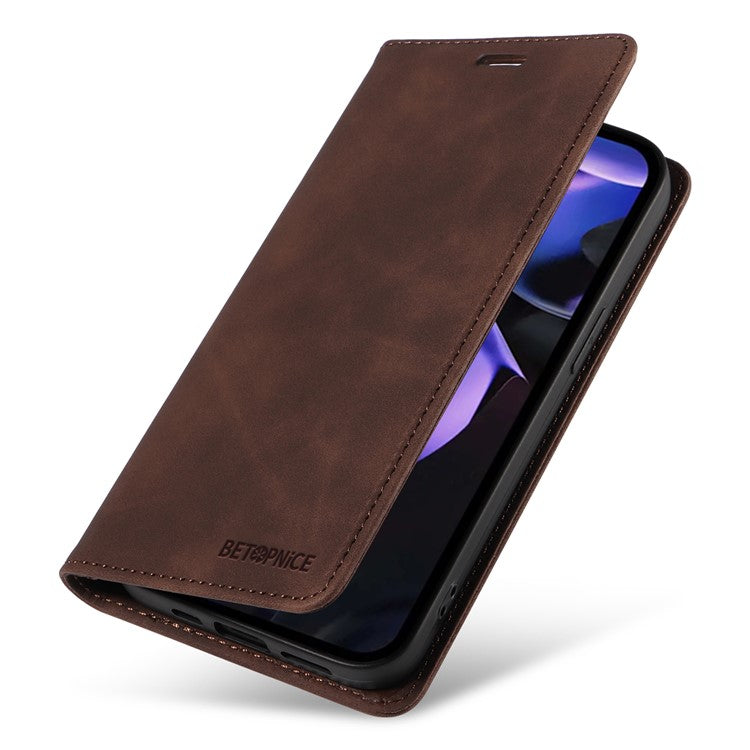 BETOPNICE 003 For Google Pixel 9a Wallet Case Leather Phone Cover with Stand - Brown