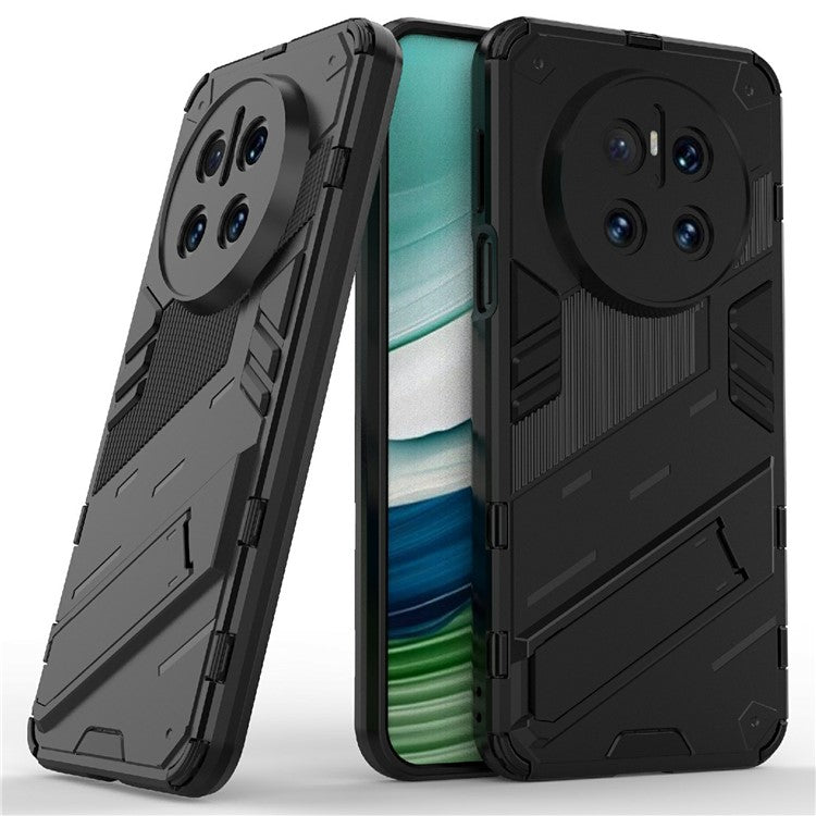 For Huawei Mate 70 Case PC + TPU Shockproof Phone Cover with Kickstand - Black