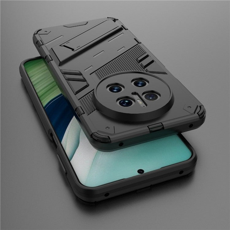 For Huawei Mate 70 Case PC + TPU Shockproof Phone Cover with Kickstand - Black