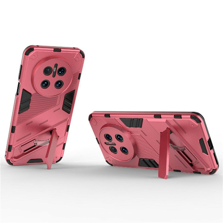 For Huawei Mate 70 Case PC + TPU Shockproof Phone Cover with Kickstand - Rose