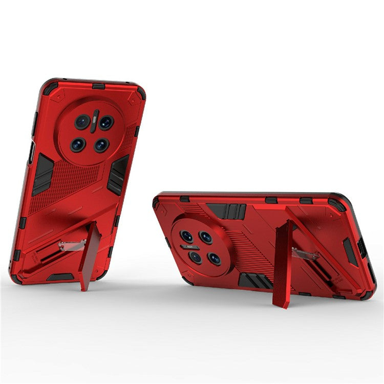 For Huawei Mate 70 Case PC + TPU Shockproof Phone Cover with Kickstand - Red