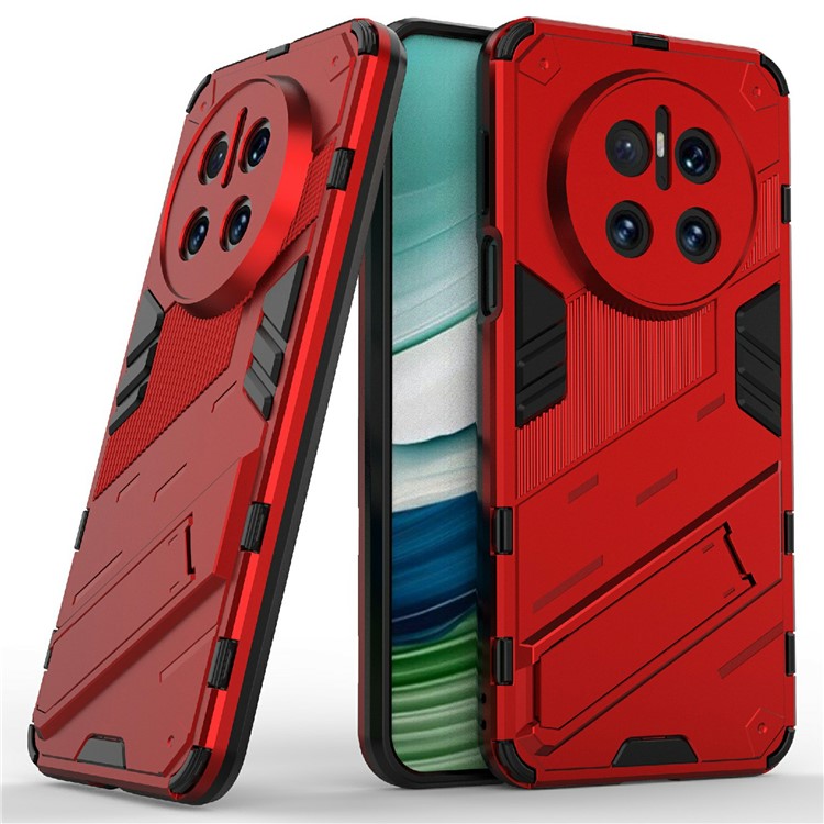 For Huawei Mate 70 Case PC + TPU Shockproof Phone Cover with Kickstand - Red