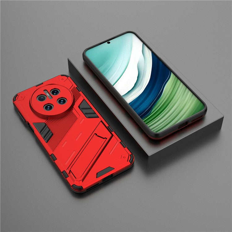 For Huawei Mate 70 Case PC + TPU Shockproof Phone Cover with Kickstand - Red