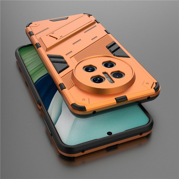 For Huawei Mate 70 Case PC + TPU Shockproof Phone Cover with Kickstand - Orange