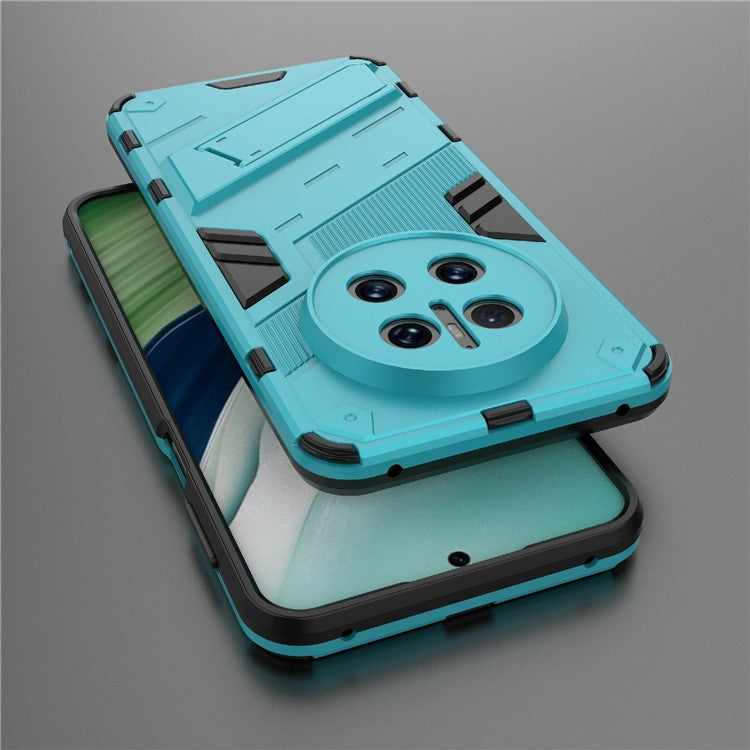For Huawei Mate 70 Case PC + TPU Shockproof Phone Cover with Kickstand - Baby Blue