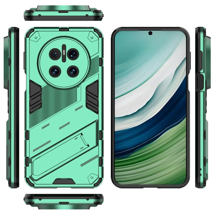 For Huawei Mate 70 Case PC + TPU Shockproof Phone Cover with Kickstand - Green