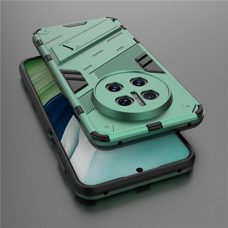 For Huawei Mate 70 Case PC + TPU Shockproof Phone Cover with Kickstand - Green