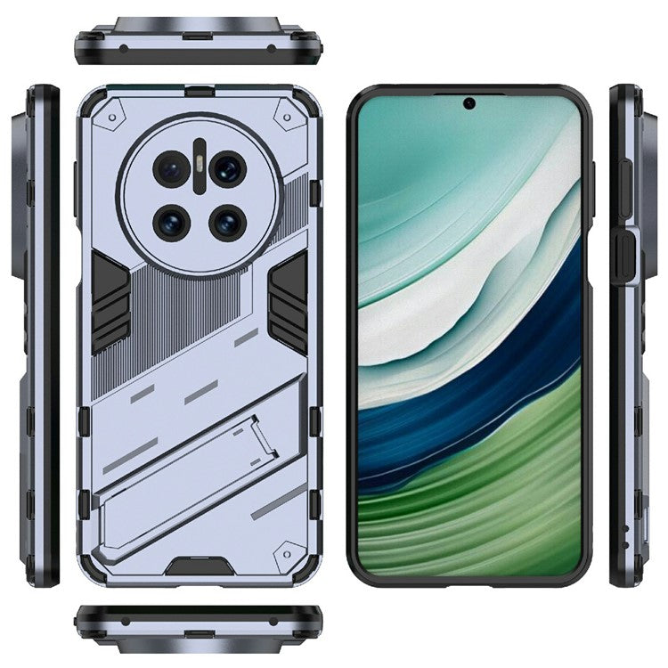 For Huawei Mate 70 Case PC + TPU Shockproof Phone Cover with Kickstand - Dark Blue
