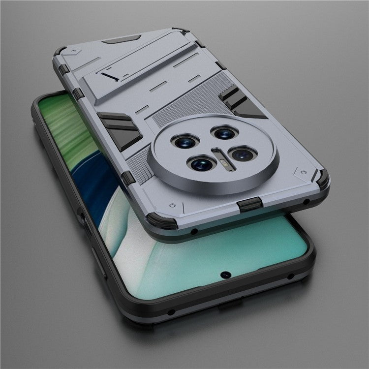 For Huawei Mate 70 Case PC + TPU Shockproof Phone Cover with Kickstand - Dark Blue